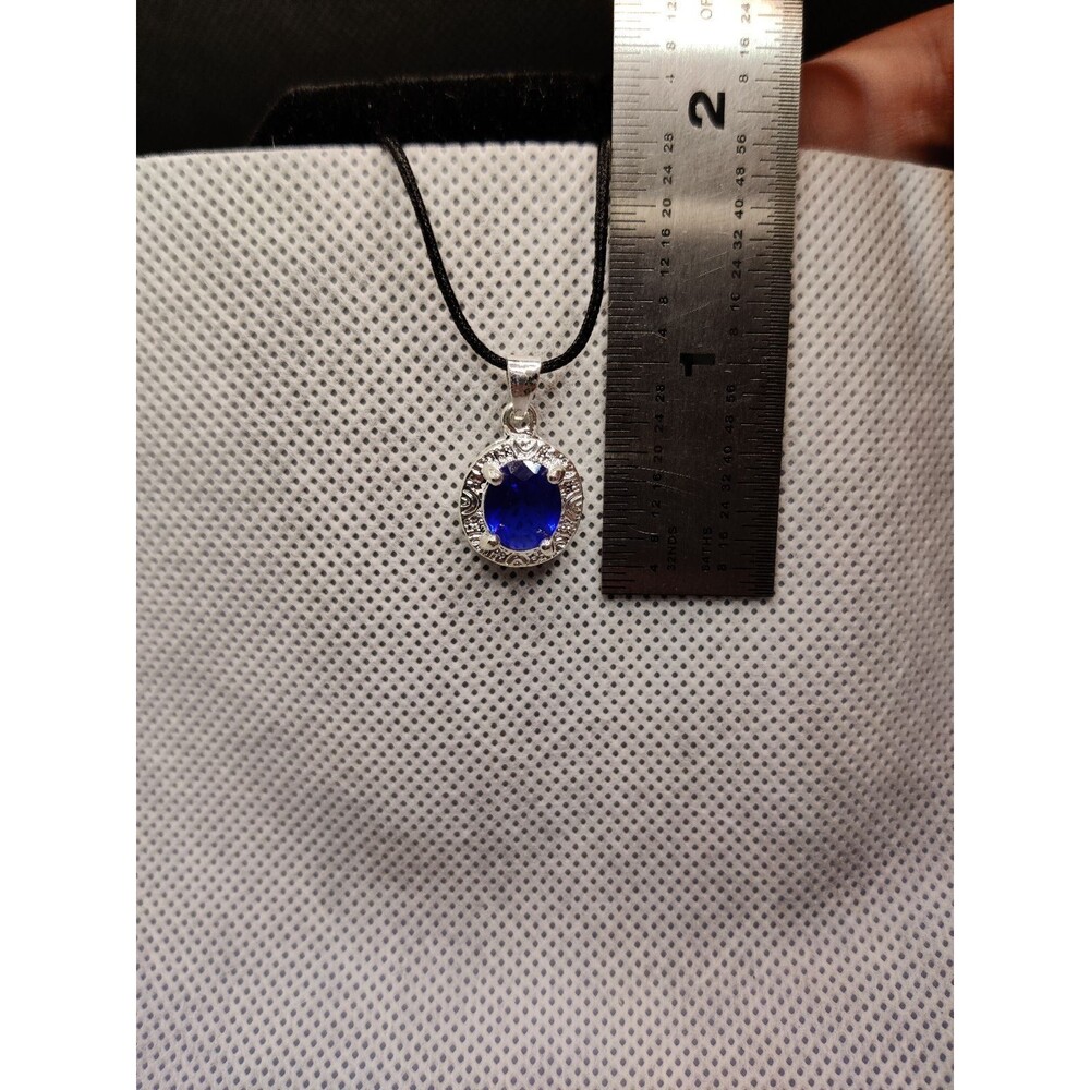 925 Blue Rhinestone Pendant - Picture 3 of 4